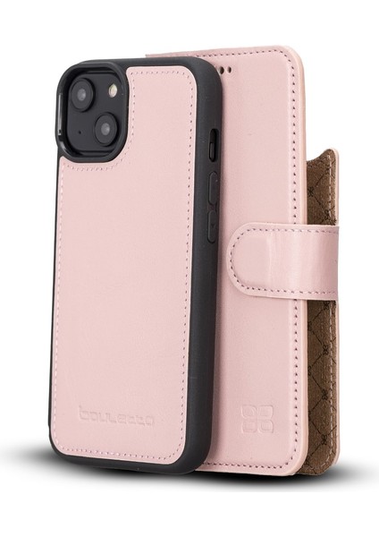 Apple iPhone 14 Uyumlu Deri Cüzdanlı Kılıf Mwwn Nu2 Pembe