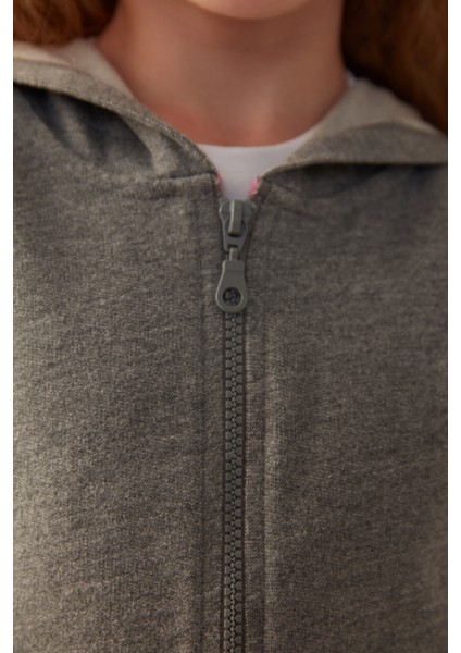 Kız Çocuk Önden Fermuarlı Kapüşonlu Hırka fiyatları