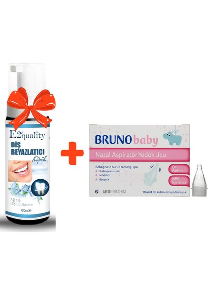 E2'quality Diş Köpük + Bruno Baby Nazal Aspiratör Yedek Ucu 10 Adet