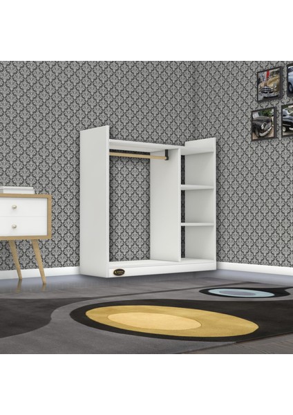 Kenzlife Modern Giysi Dolabı Kapaksız 4 Raflı Suntalam Malzeme 90x90x30 cm modelleri
