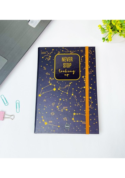 Yıldız Haritası Tasarımlı Lastikli Defter