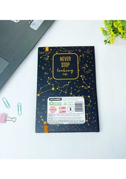 Yıldız Haritası Tasarımlı Lastikli Defter