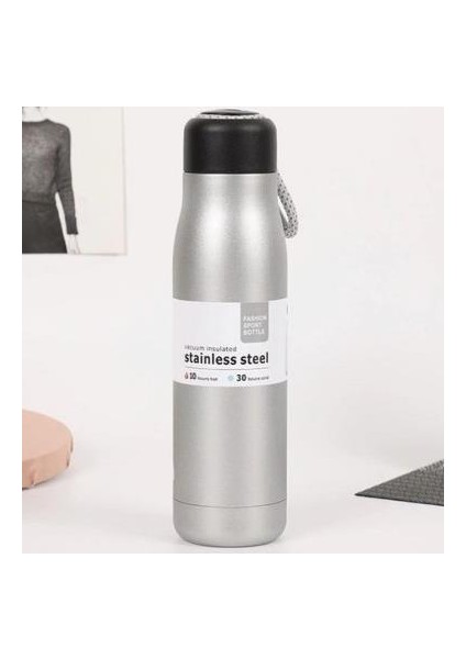 Paslanmaz Çelik Spor Termos 550ML Gri