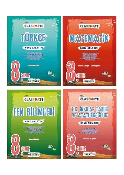 8. Sınıf Classmate Türkçe+Matematik+Fen Bilimleri+İnkılap Tarihi Konu Anlatımı Seti (Ciltli)