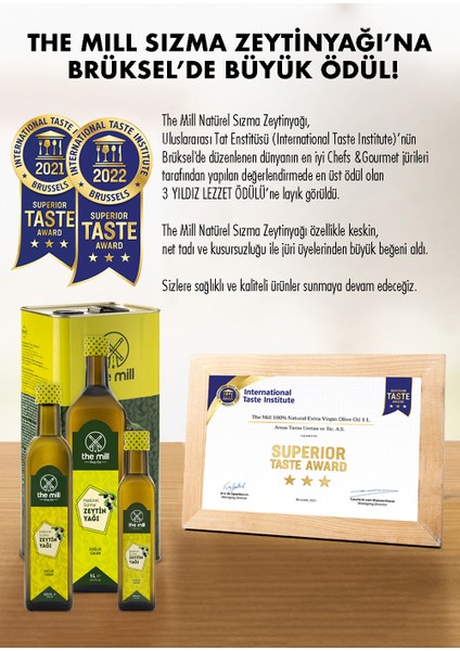 Natürel Sızma Zeytinyağı 250 ml - Soğuk Sıkım - %100 Doğal - Uluslararası Lezzet Enstitüsü 2021/2022/2023 Yılı ÜSTÜN 3 YILDIZ LEZZET ÖDÜLÜ - Salata ve Yemeklere Uygun - Asitlik ≤%0,8 - Vegan