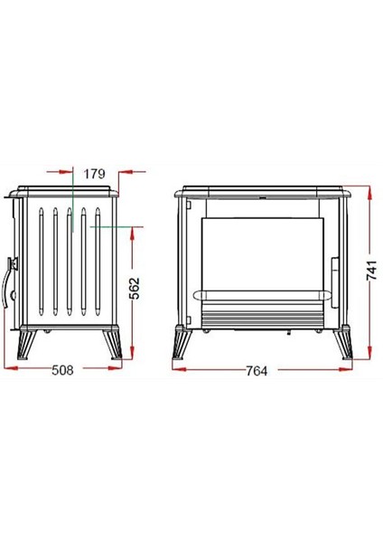 Modena Kırmızı Emaye Döküm Odun Sobası Ithal Fransa 5yıl Garanti modelleri
