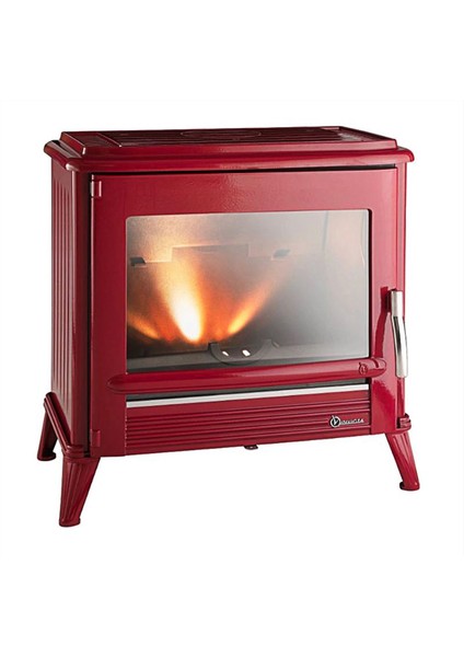 Modena Kırmızı Emaye Döküm Odun Sobası Ithal Fransa 5yıl Garanti