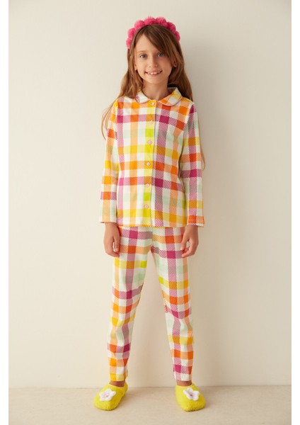 Çok Renkli Girls Plaid Pijama Takımı