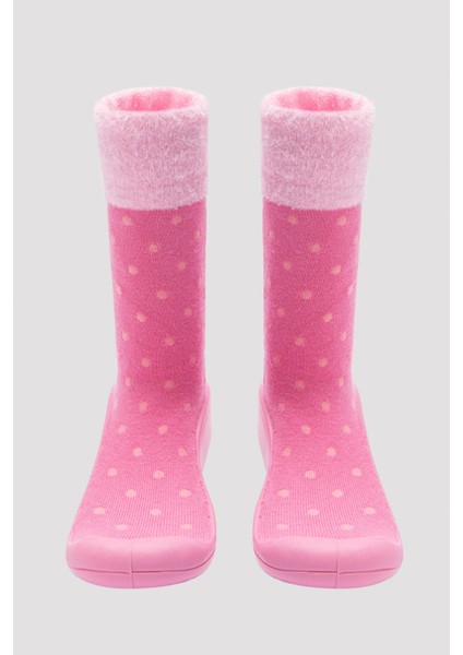 Pembe Kız Çocuk Puantiyeli Soket Çorap