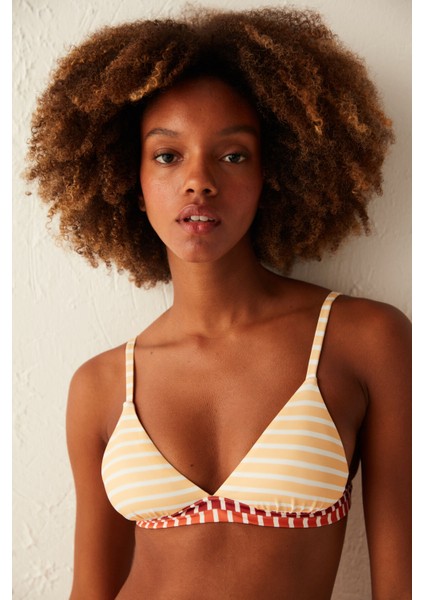 Çok Renkli Çizgili Havana Üçgen Bikini Üstü