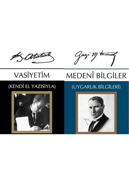 Medeni Bilgiler Uygarlık Bilgileri - Vasiyetim / 2 Kitap Set - Mustafa Kemal Atatürk