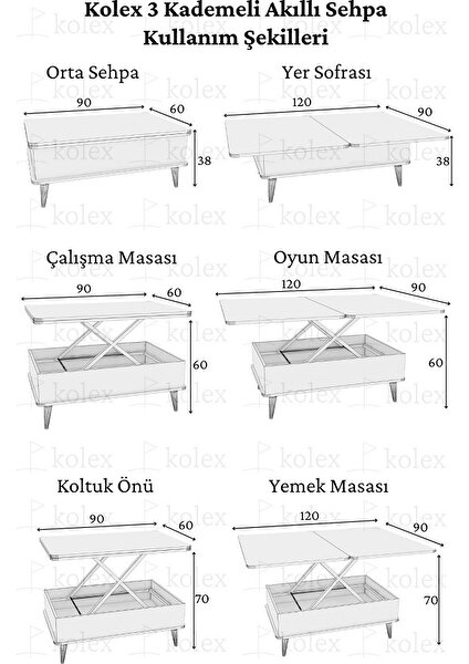 Berlin Akıllı Orta Sehpa Akıllı Masa Çekmeceli Çam Renk