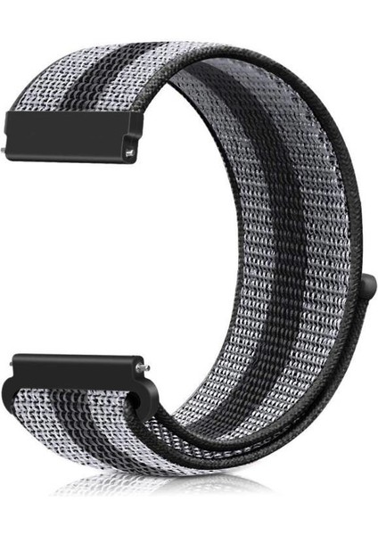 Samsung Galaxy Watch 42 mm Için Dokuma Kordon Siyah Çizgili