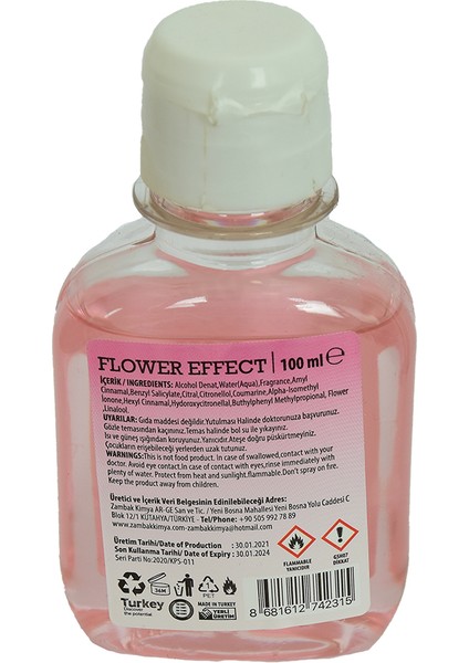 Çiçek Kolonyası Flower Effect Eau De Cologne 80 Derece 100 ml