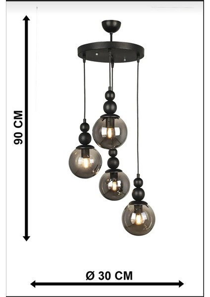 Vedalight Venüs siyah 4 lü Model - Oturma Odası - Salon - Yatak Odası Modern Avize