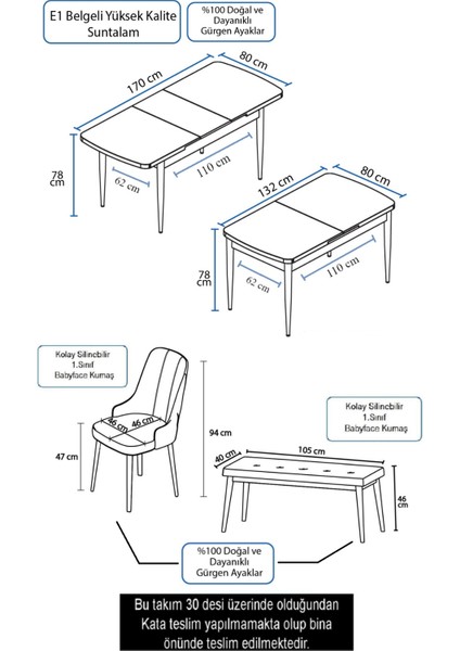 Concept Ahu Serisi 80 x 132 cm Açılabilir Mutfak Masa Takımı Beyaz Masa ve 4 Sandalye 1 Bench