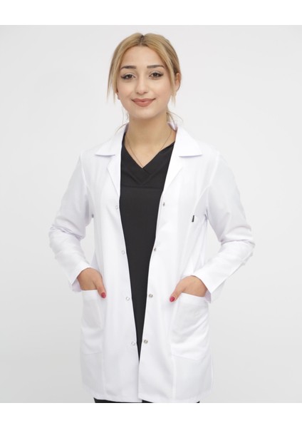 Önlük Doktor Hemşire Eczacı Lab Öğretmen Önlüğü Gömlek Yaka Kısa Beyaz Önlük Kısa Bayan Önlük
