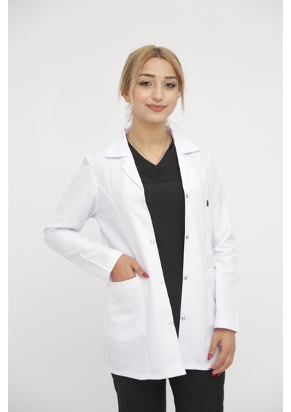 Önlük Doktor Hemşire Eczacı Lab Öğretmen Önlüğü Gömlek Yaka Kısa Beyaz Önlük Kısa Bayan Önlük modelleri