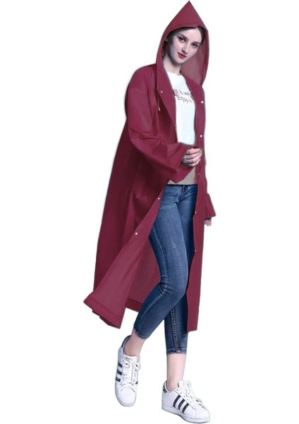 Spor Yağmurluk Eva Bordo Yağmurluk