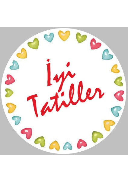 Iyi Tatiller Yazılı Okul Defter Kitap Etiketi Stickerı 4 x 4 cm 24 Adet