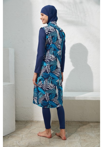 Uzunkol Paraşüt Fermuarlı Tesettür Mayo Desenli 221904 fiyatları