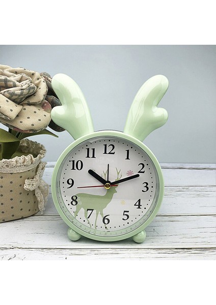 Masa Üstü Tavşan Temalı Işıklı Masa Saati-Krem