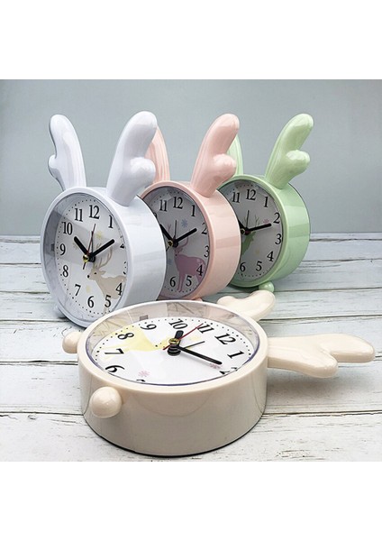 Masa Üstü Tavşan Temalı Işıklı Masa Saati-Krem modelleri