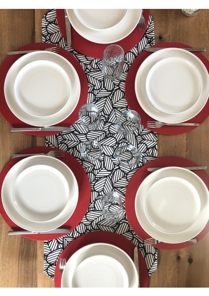 Desenizmir Amerikan Servis Siyah Kalpler Desen Takım 6 Supla ve Runner Örtü Kombin 1 modelleri