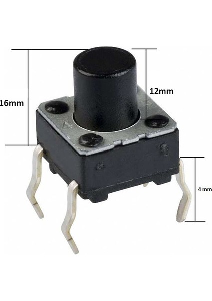 Push Button Buton Tach Switch 6x6 16MM ( 4 Bacak ) - 10 Adet