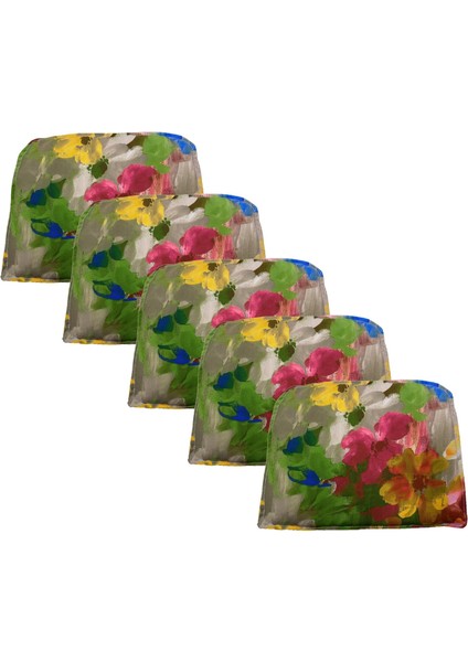 Knsz sırt minderi 5 li zng&mğr&uslu çiçek desen cırtlı tel bar sandalyesi sırtı için