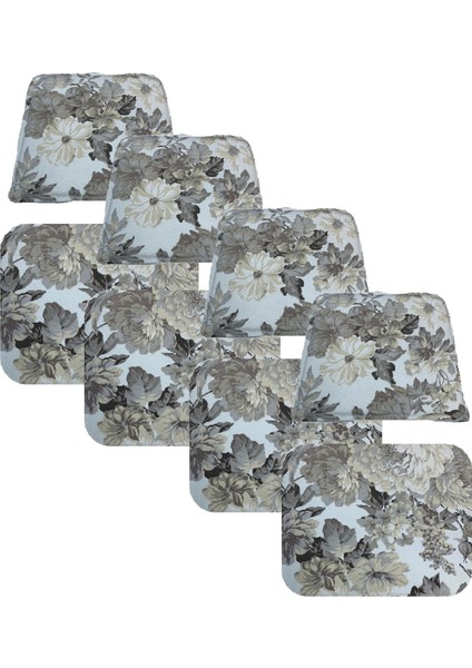 Knsz minder seti 4 lü mazlum çiçek gri kumaş oturma ve sırt tel sandalyesi minderi bir arada fiyatları
