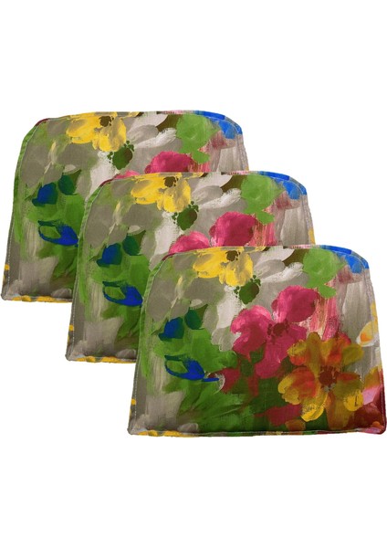 Knsz sırt minderi 3 lü zng&mğr&uslu çiçek desen cırtlı tel bar sandalyesi sırtı için