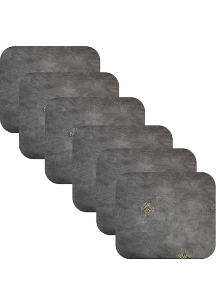 Knsz oturma minderi 6 lı mazlum gri işlemeli kumaş tel sandalyesi oturma yeri için