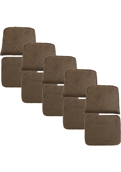 Knsz minder seti 5 li mazlum kahve penye kumaş oturma ve sırt tel sandalyesi minderi bir arada