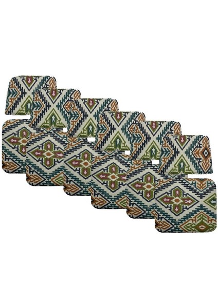 Knsz minder seti 6 lı mazlum kilim desen oturma ve sırt tel sandalyesi minderi bir arada