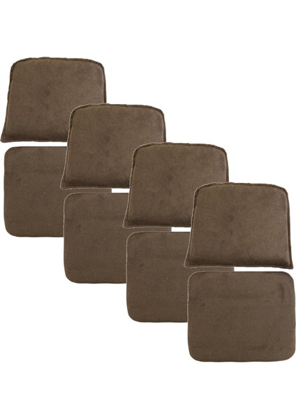 Knsz minder seti 4 lü zng&mğr&uslu kahve penye kumaş tel bar sandalyesi oturma ve sırt minderi set