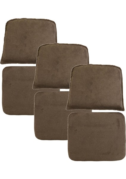 Knsz Minder Seti 3 Lü Zng&mğr&uslu Kahve Penye Kumaş Tel Bar Sandalyesi Oturma ve Sırt Minderi Set