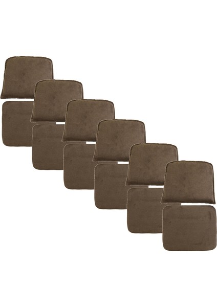 Knsz minder seti 6 lı zng&mğr&uslu kahve penye kumaş tel bar sandalyesi oturma ve sırt minderi set