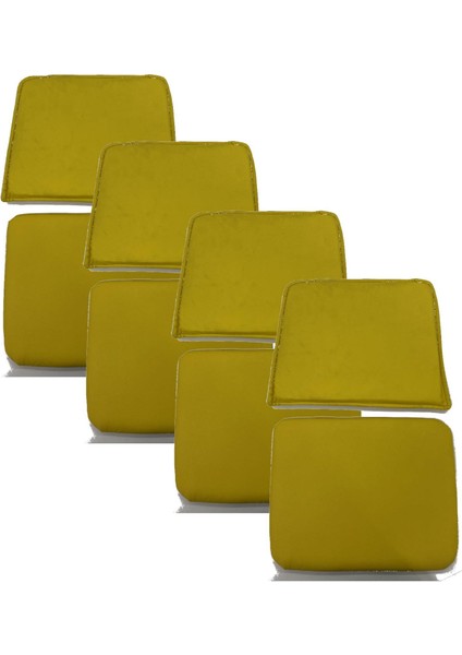 Knsz minder seti 4 lü mazlum srı suni deri oturma ve sırt tel sandalyesi minderi bir arada