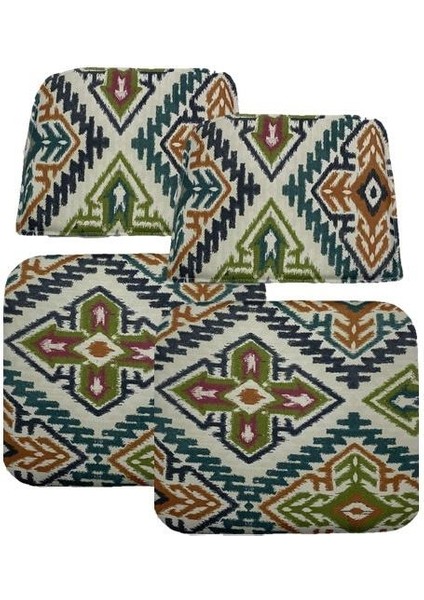 Knsz minder seti 2 li zng&mğr&uslu kilim desen oturma ve sırt tel sandalyesi minderi bir arada