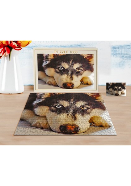 Kişiye Özel Tam Boy Köpek Karikatürlü 1000 Parça Profesyonel Puzzle-1