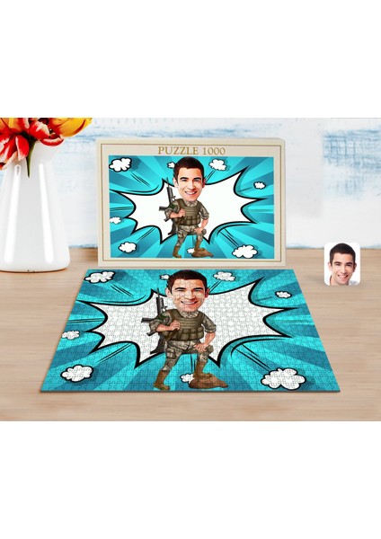 Kişiye Özel Uzman Çavuş Karikatürlü 1000 Parça Profesyonel Puzzle-1