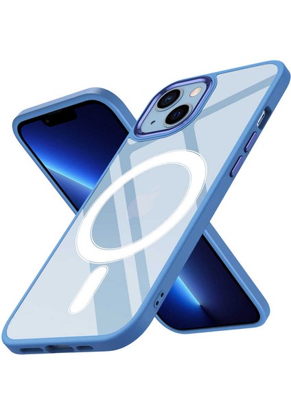 Apple iPhone 13 Kılıf Wireless Şarj Özellikli Fujimax Krom Magsafe Silikon Kapak