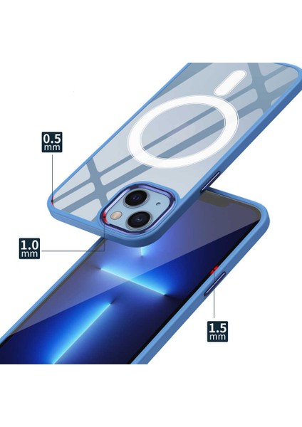 Apple iPhone 13 Kılıf Wireless Şarj Özellikli Fujimax Krom Magsafe Silikon Kapak