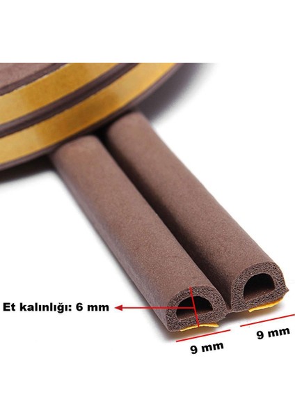 Kapı Pencere Bandı Fitili Yapışkanlı Soğuk Izolasyon 15x2=30 Mt Kahverengi