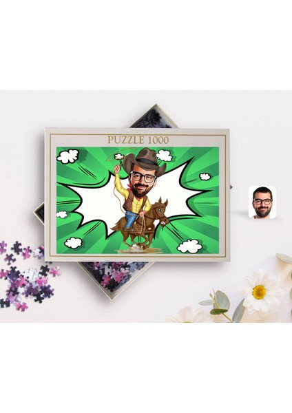 Kişiye Özel Kovboy Karikatürlü 1000 Parça Profesyonel Puzzle-2 fiyatları