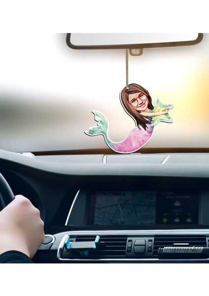 Kişiye Özel Deniz Kızı Karikatürlü Ahşap Araba Dikiz Ayna Süsü fiyatları