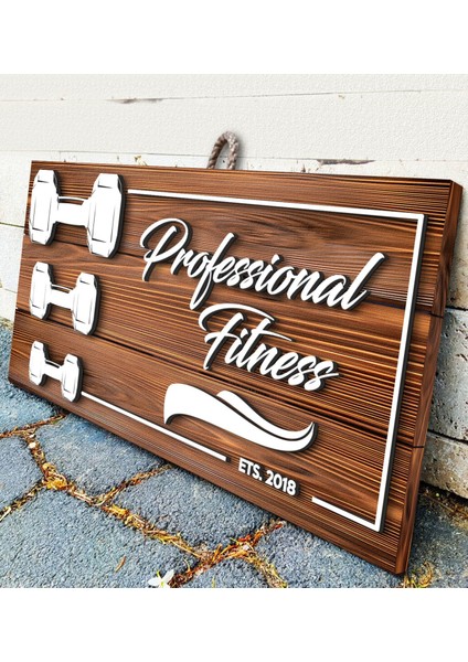 Gift Kişiye Özel Fitness Salonu Tasarımlı Dekoratif Ahşap Tabela modelleri
