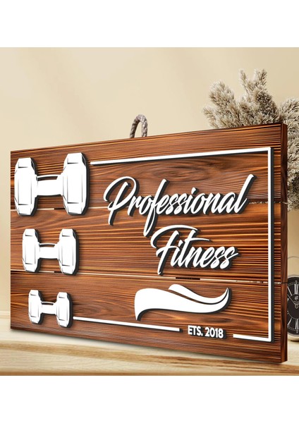 Gift Kişiye Özel Fitness Salonu Tasarımlı Dekoratif Ahşap Tabela fırsatları