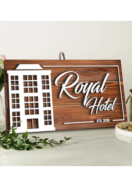 Gift Kişiye Özel Hotel Tasarımlı Dekoratif Ahşap Tabela